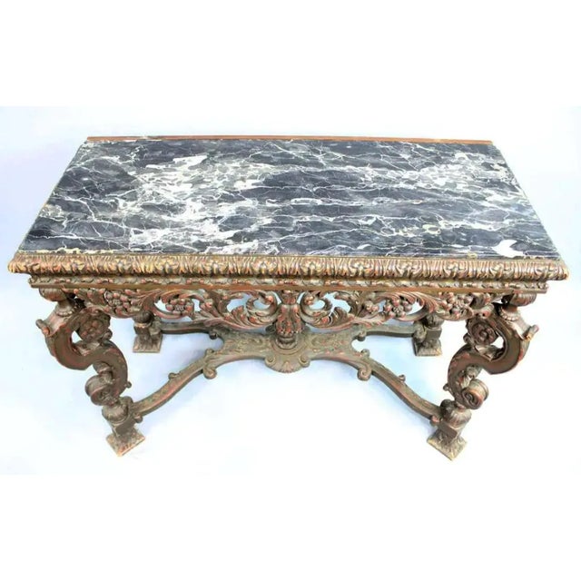 Early 19th Century Victorian Ornate Carved Wood Console Table For Sale - Image 5 of 10