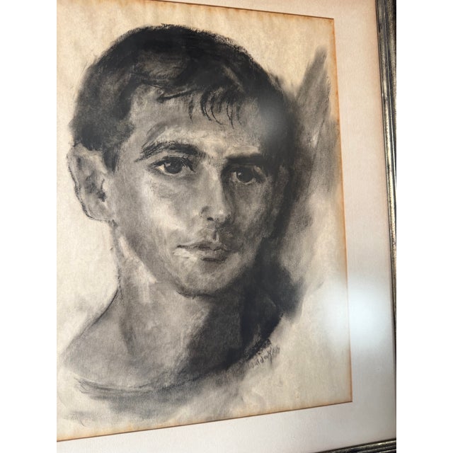 Vintage Expressive Male Portrait Oil Pastel on Paper, Framed Under Glass For Sale - Image 11 of 12