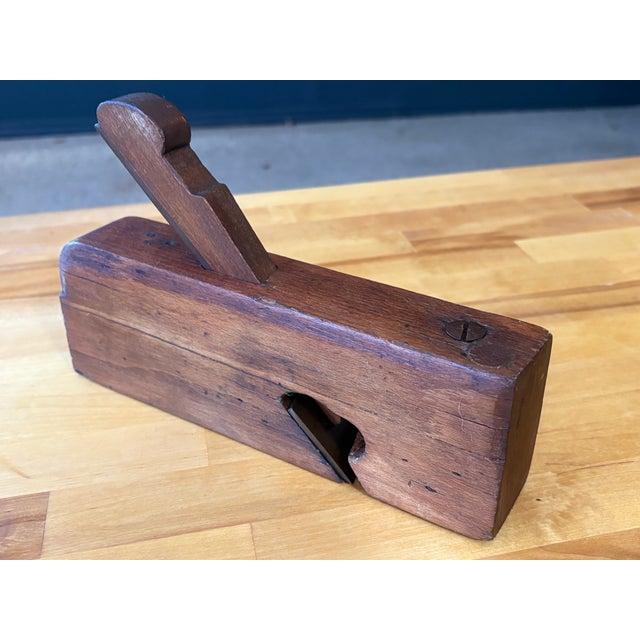 Late 19th Century Antique Handcrafted Wood Plane 9.5 Inches Long With a Forged Steel Cutting Blade For Sale - Image 5 of 10