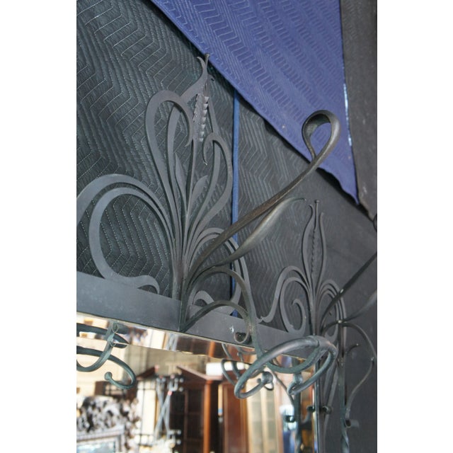 Black 20th Century French Wrought Iron Mirrored Hall Tree For Sale - Image 8 of 13