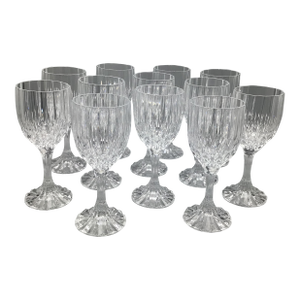 French Crystal Bretagne Fluted Stem Wine Glasses-Set of 12