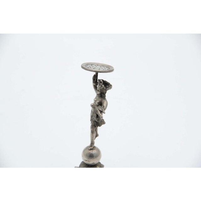 Silver Toothpick Holder with Pre-Columbian Female Figure, in Good conditions.