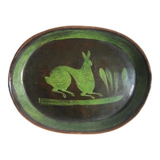 Vintage Patamban Mexico Redware Pottery Tray For Sale