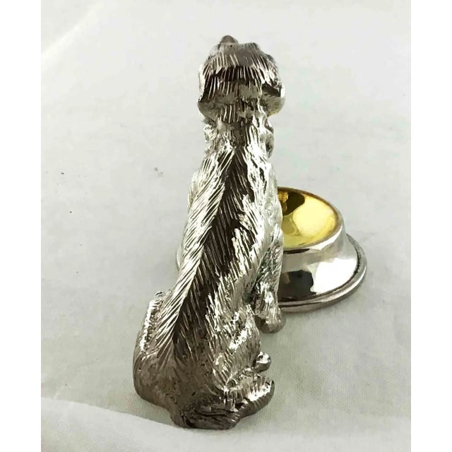 2000s Metal Retriever Dog With Dish Gilded Open Salt For Sale - Image 4 of 8