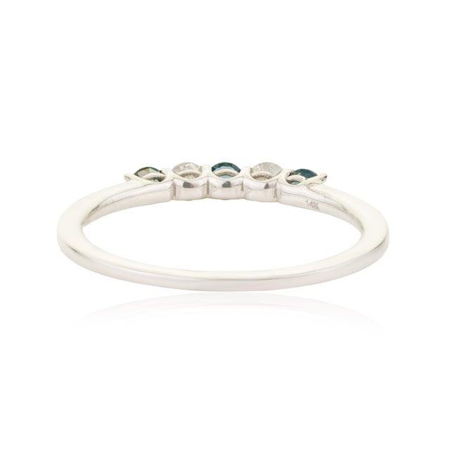 Ink Blue 14k Gold Stackable Sapphire & Diamond Alternate Band Ring Size 5 For Sale - Image 8 of 14