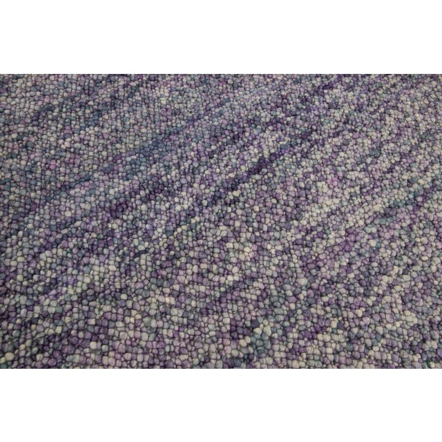 Purple Contemporary Texture Wool Rug Handmade With Purple and Blue Allover Design For Sale - Image 8 of 9