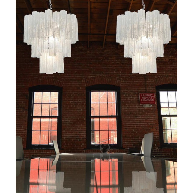 Large Vintage Murano Glass Tiered Chandelier with 78 Alabaster White Glasses, 1990s For Sale - Image 10 of 17