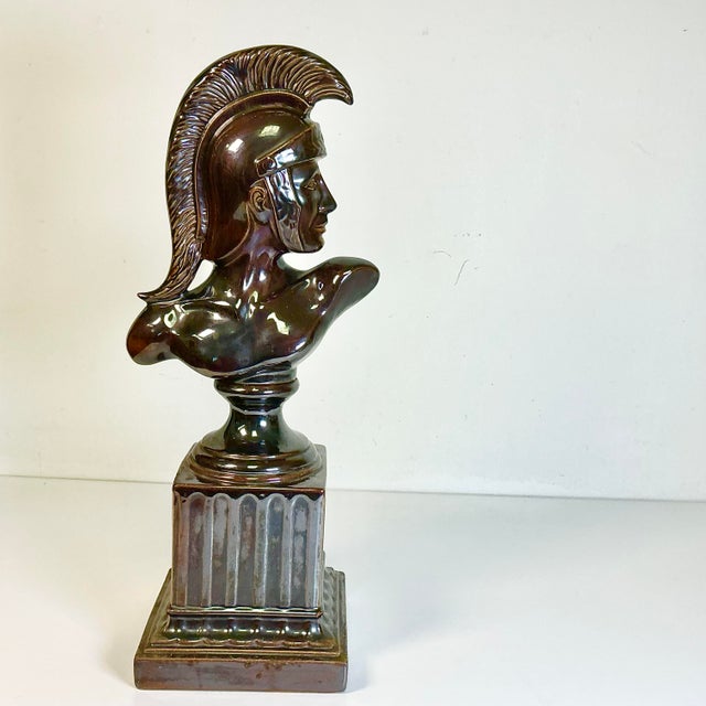 1970s 1970s Vintage Folk Art Neoclassical Roman Centurion Warrior Sculpture Bust, Artist Signed For Sale - Image 5 of 14