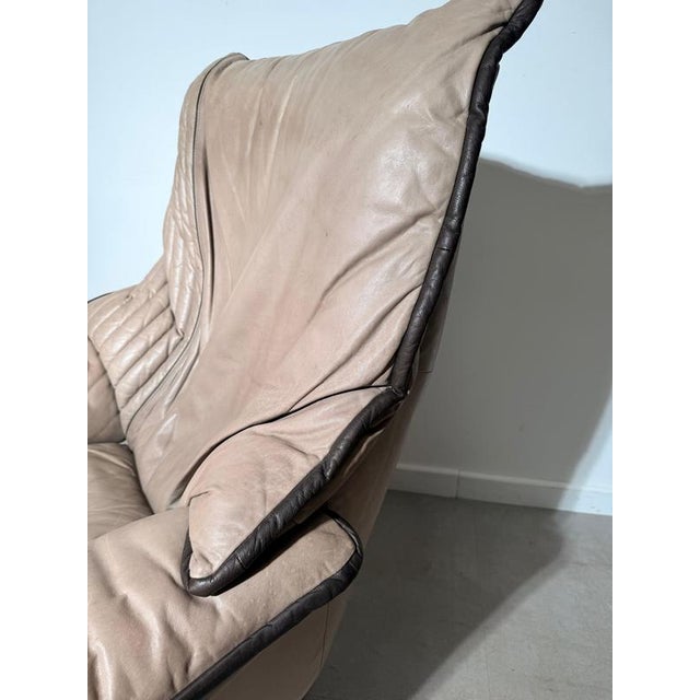 Vintage Leather Swivel Lounge Chair For Sale - Image 6 of 7