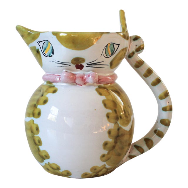Vintage Italian Ceramic Cat Pitcher For Sale