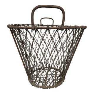 Antique Industrial Wire Basket For Sale