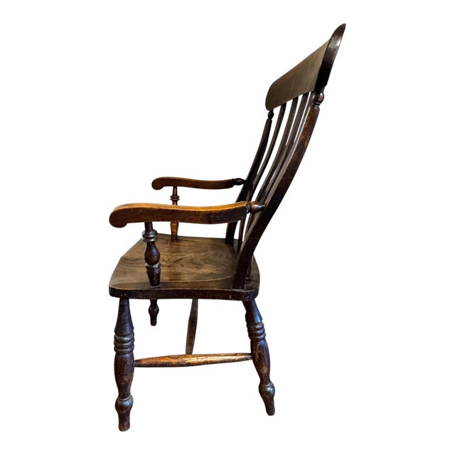 Brown 19th Century Elm High-Back Windsor Armchair, 1890s For Sale - Image 8 of 10