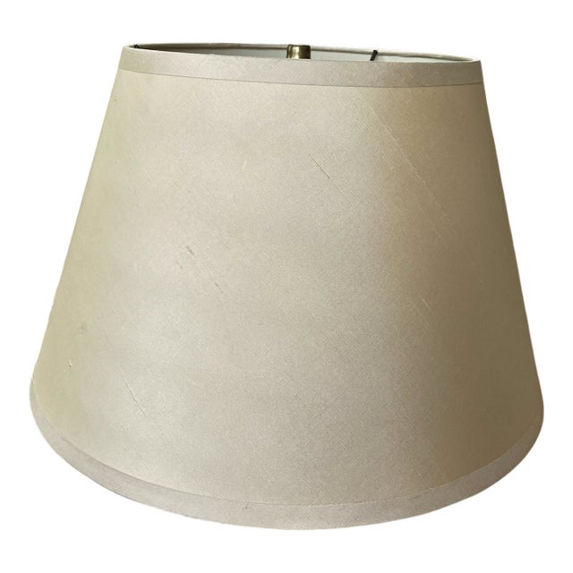 Restoration Hardware Large Ivory Sand Champagne Silk Drum Empire Lampshade – 16" Diameter For Sale