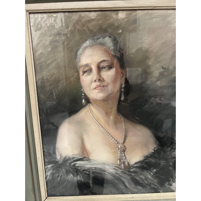 Yves Diey, Woman with Bare Shoulders, Bust Portrait, 1920s, Watercolor For Sale - Image 11 of 16