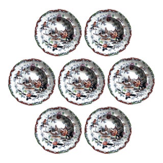 Set of Seven Late Victorian Ashworth Brothers Hanley Imari Soup Plates, C. 1890–1905 For Sale