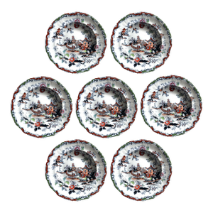 Set of Seven Late Victorian Ashworth Brothers Hanley Imari Soup Plates, C. 1890–1905