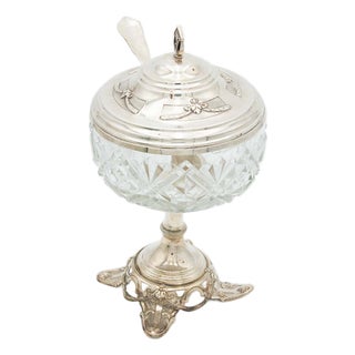 Glass and Silver Compote Dish For Sale