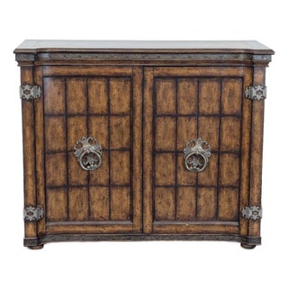 Two Door Cabinet With Metal Accents For Sale
