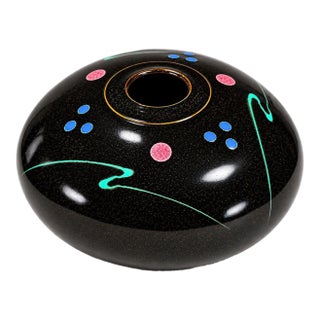 Robert Wiedmaier Abstract Black Glazed Studio Pottery Vessel For Sale