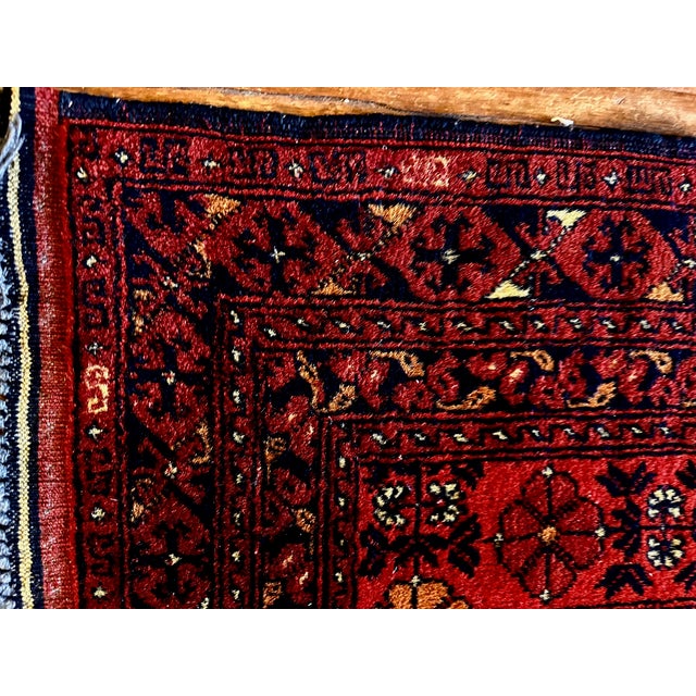 Textile Large Hand Knotted Wool Afghan Rug For Sale - Image 7 of 8