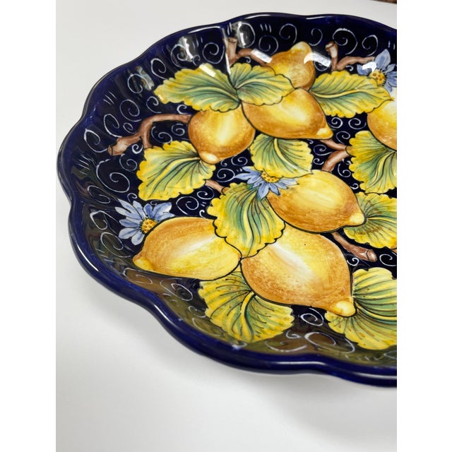 Hand Painted Italian Ceramic Decorative Wall Plate With Lemons For Sale - Image 4 of 7