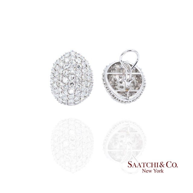 Early 21st Century Platinum Diamond Earrings Womens Omega Back Luxe Old Money Glam For Sale - Image 5 of 10