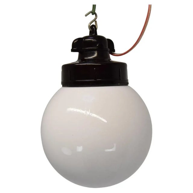 Industrial Glass Pendant, 1950s For Sale - Image 10 of 10