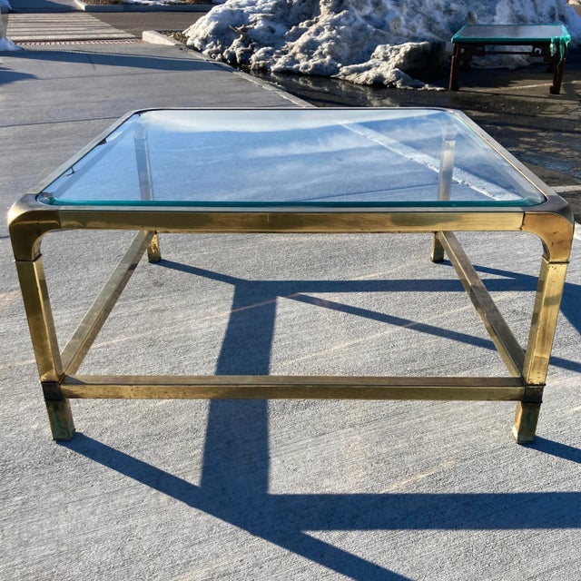 Brass & Glass Waterfall Coffee Table From Mastercraft For Sale - Image 10 of 13