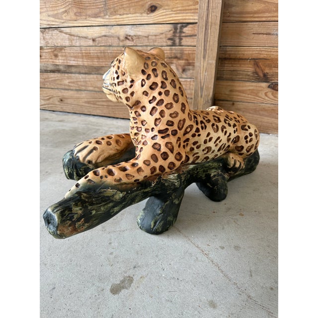 1980’s Hollywood Regency Hand Painted Leopard For Sale - Image 4 of 12