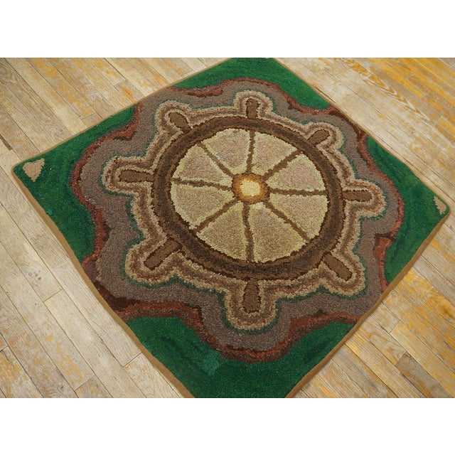Early 20th Century American Hooked Rug ( 3'4" x 3'6" - 102 x 106 )