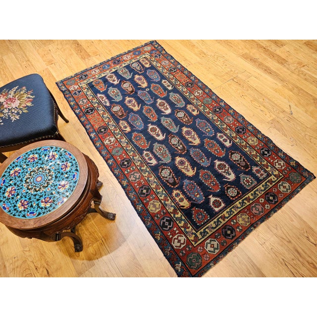 19th Century Caucasian Kazak Rug, Handwoven Wool, Allover Paisley Design, 4' x 7' For Sale In Chicago - Image 6 of 15