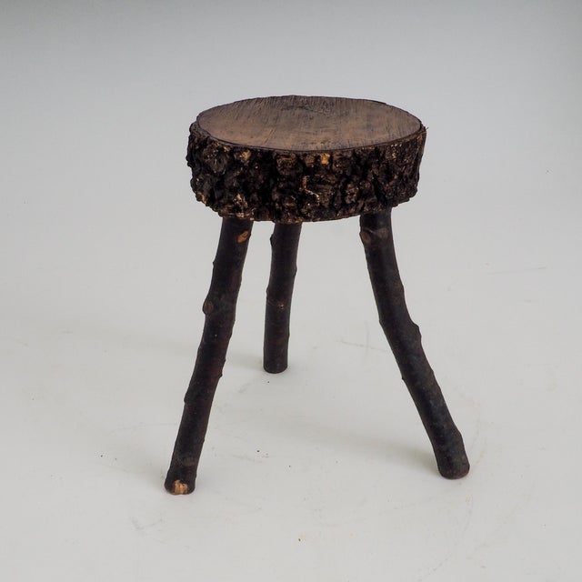 Rustic Hand-Crafted Wooden Stool, 1960s For Sale - Image 9 of 14