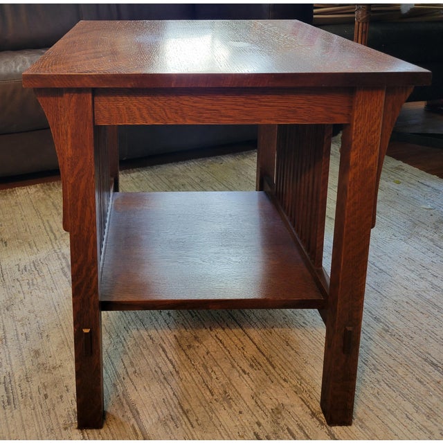 Stickley Mission Collection Oak Spindle Side Table For Sale - Image 9 of 10