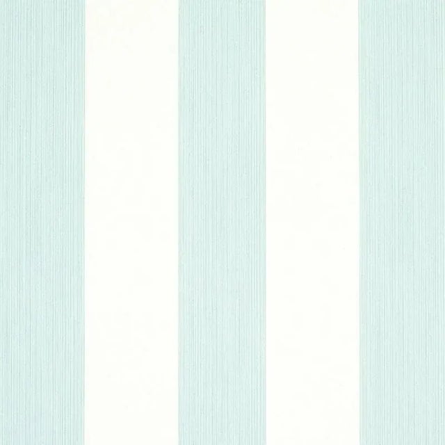 Schumacher Edwin Stripe Wide Wallpaper in Mineral For Sale