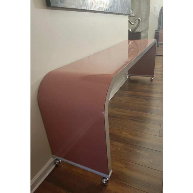 Pink Vintage 1980's Waterfall Shape Console Table For Sale - Image 8 of 8