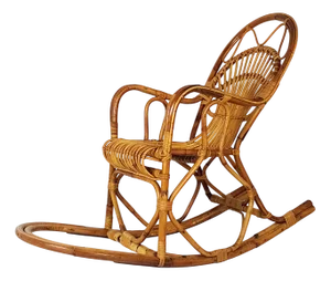 Italian Rush and Rattan Rocking Chair, 1960s