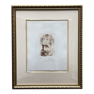 Signed by Salvador Dali: 1968 Michelangelo Hand Signed Etching / Authentic Surreal Portrait