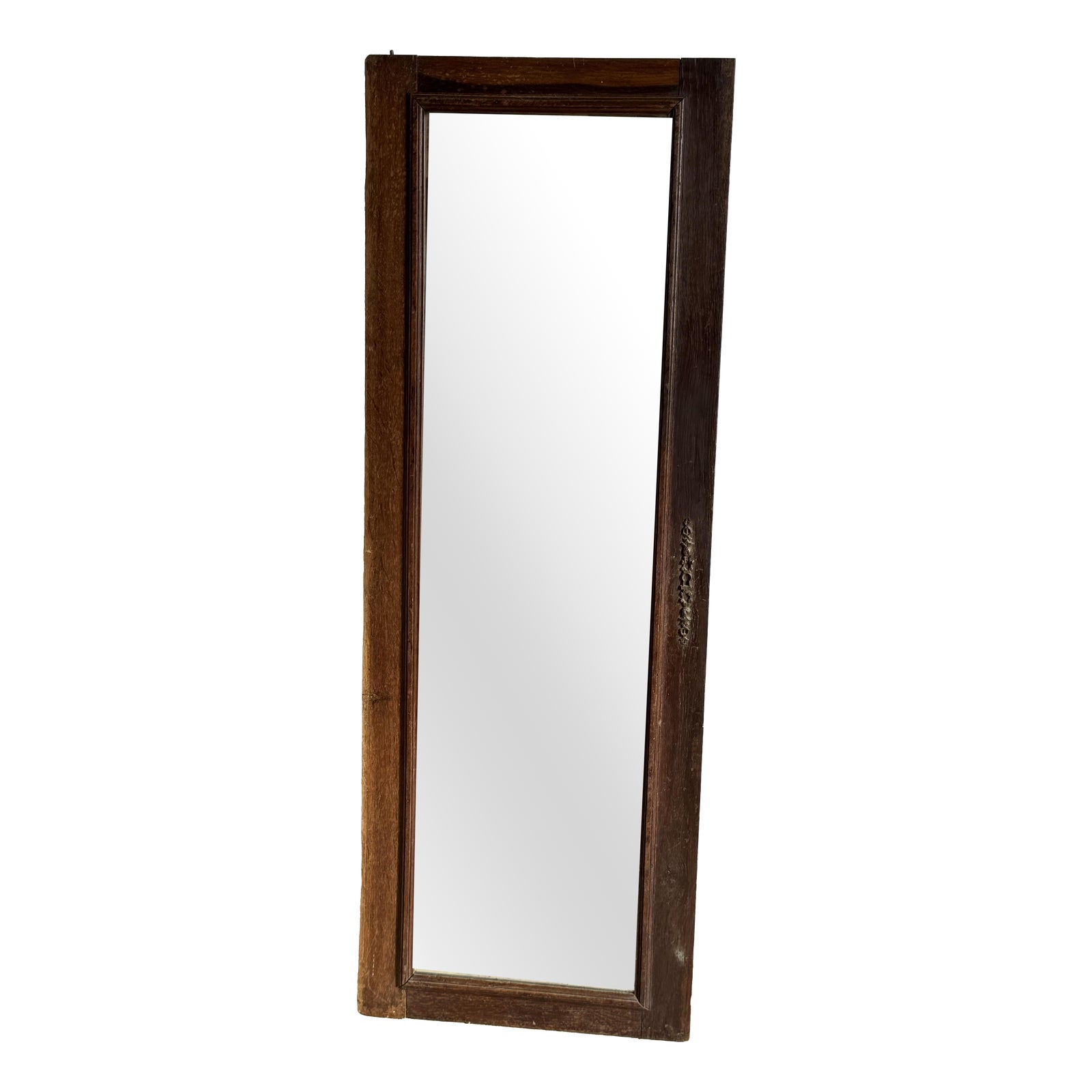 Antique Mirror in Brown Oak with Beveled Glass and Keyhole Escutcheon ...