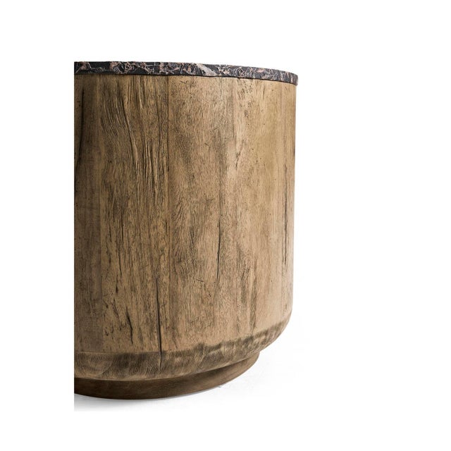 Organic Modern Wood and Stone Accent Table For Sale - Image 4 of 7