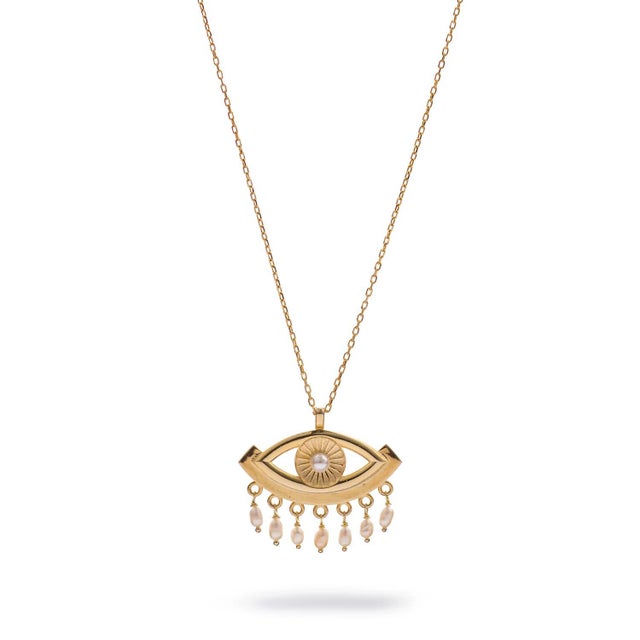 Early 21st Century Cleopatra’s Mystic Pearl Eye Gold Necklace For Sale - Image 5 of 12