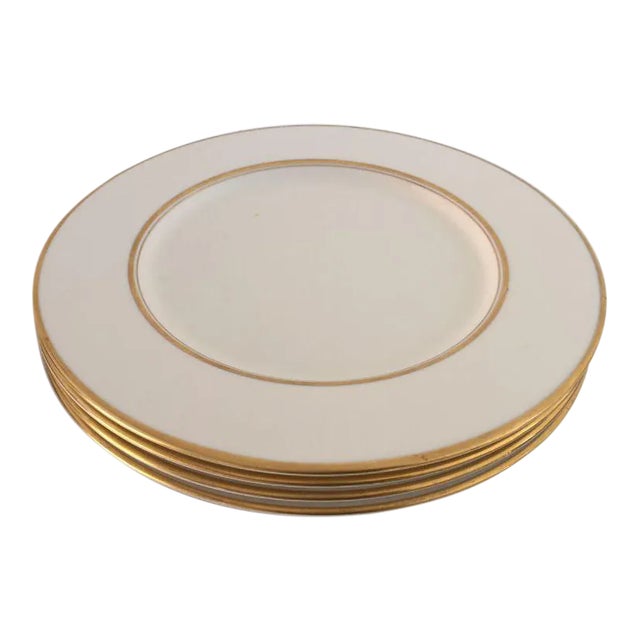 Ivory & Gold Rim Dinner Plates Set of 4 Chairish