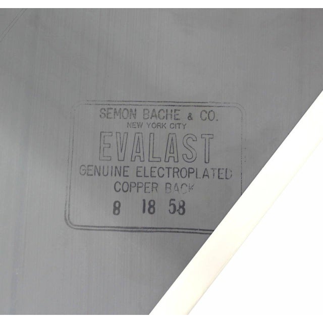 Mid-Century Modern Decorative Vanity Dressing Table Milk Glass Top Metal Scroll Brass Hardware For Sale - Image 3 of 10