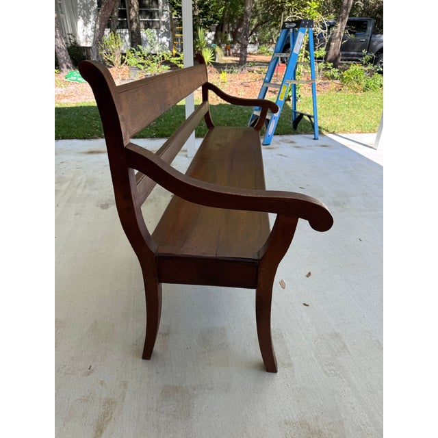 Antique English Oak Bench For Sale In Nashville - Image 6 of 8