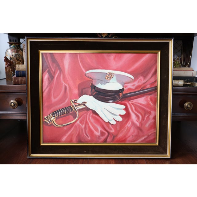 Late 20th Century Late 20th Century Jorge Sepulveda Diaz Signed Original Usmc Regalia Still Life Painting, Framed For Sale - Image 5 of 18
