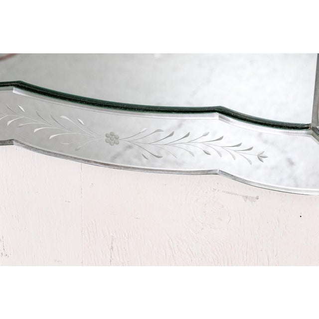 Vintage Venetian Style Etched Glass Rectangular Wall Mirror For Sale - Image 10 of 17