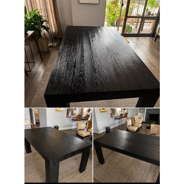 Contemporary Restoration Hardware Black Oak Parsons Dining Table For Sale - Image 3 of 3