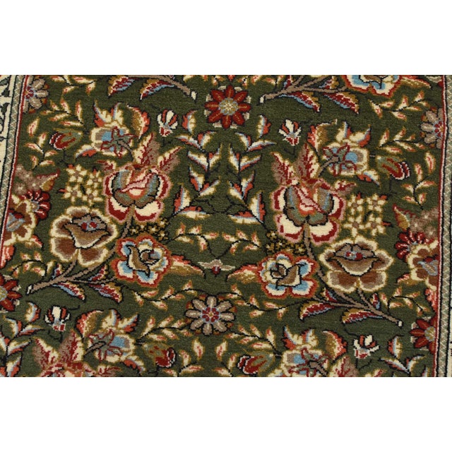 Textile Sarouk Runner 2’4” X 11’6” Green Wool Traditional Hand-Knotted Oriental Rug For Sale - Image 7 of 14