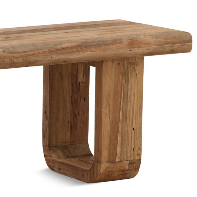 Outdoor Salvaged Teak U Base Bench For Sale - Image 4 of 4