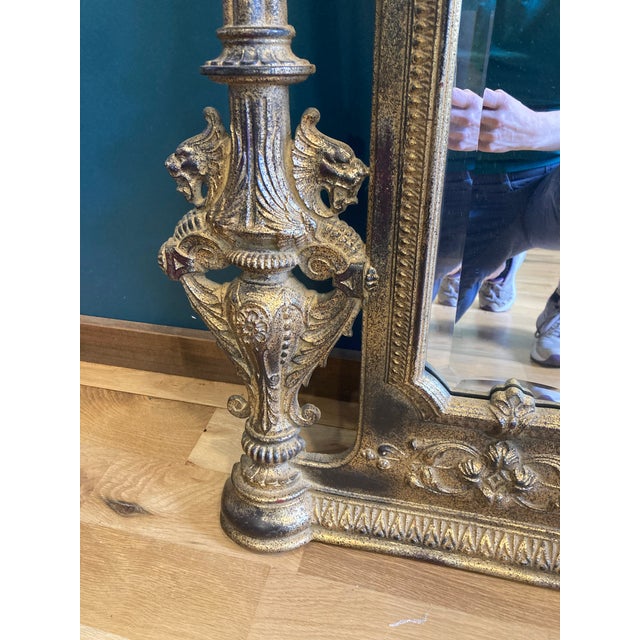 Mid 20th Century Vintage Gold Framed Ornate Hallway Mirror by Entree Mirror For Sale - Image 5 of 12