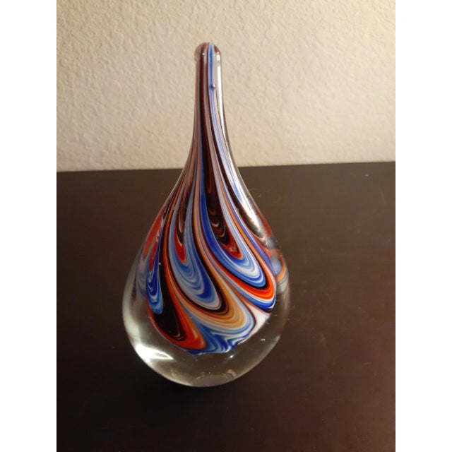 Contemporary 1980s Millifiore Tear Drop Art Glass Paper Weight For Sale - Image 3 of 8
